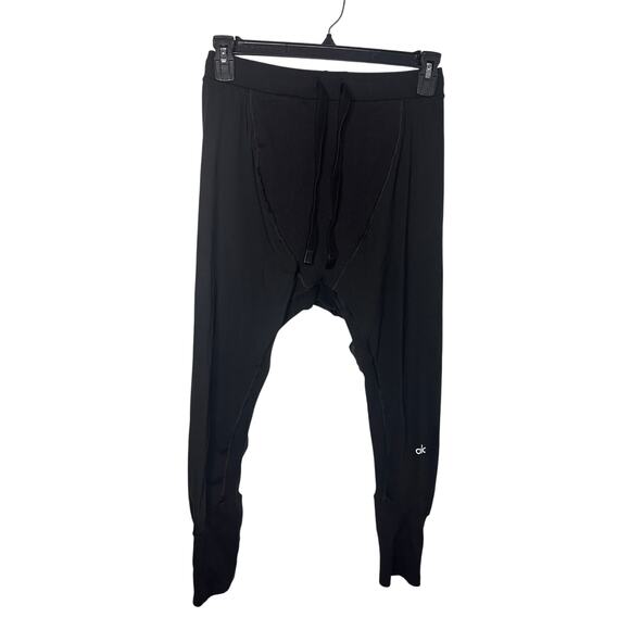 Alo Yoga Rebel Drop Crotch Leggings Men's Small Black Joggers Drawstring Stretch - Picture 1 of 8
